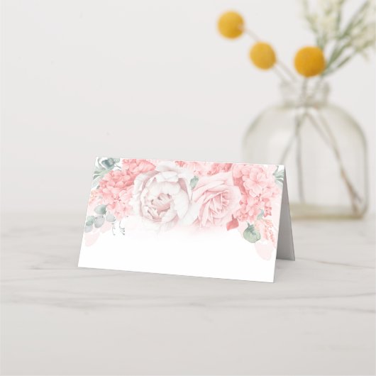 Carte De Placement Aquarelle rose douce Fleurs Mariage élégant (Dos)