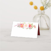 Carte De Placement Aquarelle rose et vert Floral Rose verdure (Dos)