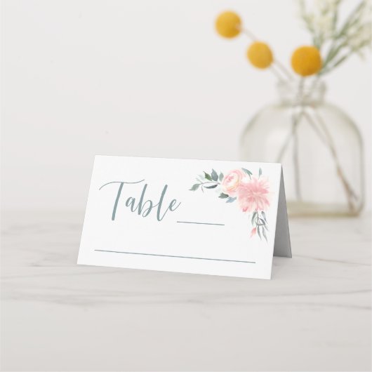 Carte De Placement Aquarelle rose Floral Corner Mariage et banquet (Devant)