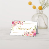 Carte De Placement Aquarelle rose Floral or Mariage Réservé (Dos)