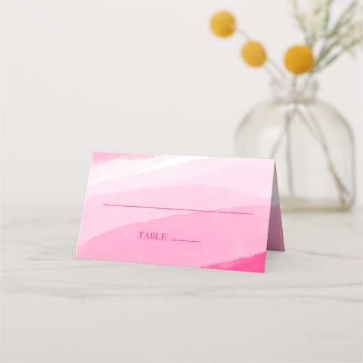 Carte De Placement Aquarelle rose moderne photo mariage plié (Dos)