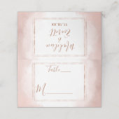Carte De Placement Aquarelle rose pâle Rose Gold Frame Numéro de tabl (Extérieur déplié)