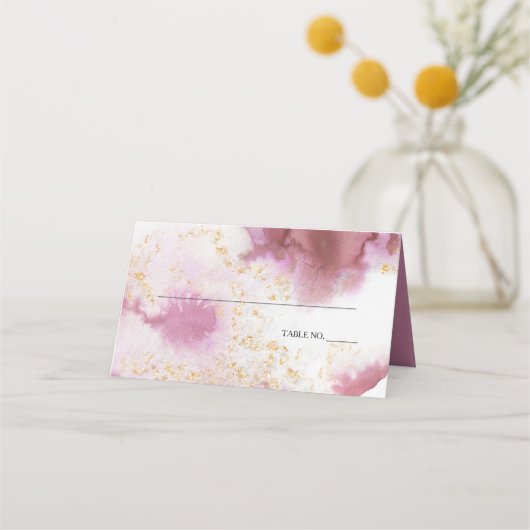 Carte De Placement Aquarelle Rose Quartz Gold Geode BarefootBride™ (Devant)