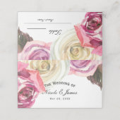 Carte De Placement Aquarelle Rose rose et blanc Chic Mariage Table (Extérieur déplié)