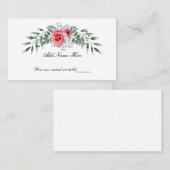 Carte De Placement Aquarelle Rose Rose Vert Feuillage (Devant / Derrière)