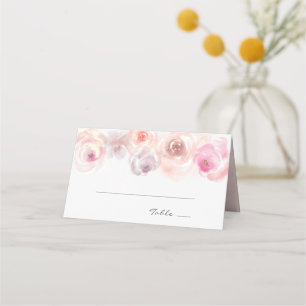Carte de placement aquarelle Roses Rose Poussiéreu