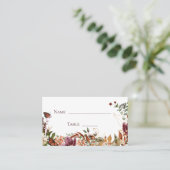 Carte De Placement Aquarelle Rustique Automne Floral & Verdure (Debout devant)