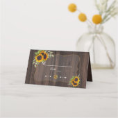 Carte De Placement Aquarelle rustique Tournesols Bois Numéro de table (Dos)