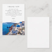 Carte De Placement Aquarelle Santorini Grèce Mariage Merci (Devant / Derrière)
