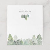 Carte De Placement Aquarelle Snowy Forêt À feuillage persistant Paysa (Extérieur déplié)