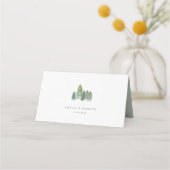 Carte De Placement Aquarelle Snowy Forêt À feuillage persistant Paysa (Dos)