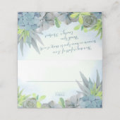 Carte De Placement Aquarelle Succulente Jardin Acier Bleu (Extérieur déplié)