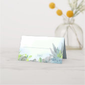 Carte De Placement Aquarelle Succulente Jardin Acier Bleu (Devant)