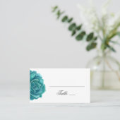 Carte De Placement Aquarelle succulente. Mariage bleu et sarcelle. Ca (Debout devant)