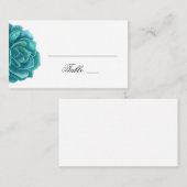 Carte De Placement Aquarelle succulente. Mariage bleu et sarcelle. Ca (Devant / Derrière)