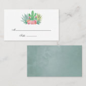 Carte De Placement Aquarelle Succulents Mariage (Devant / Derrière)