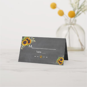 Carte De Placement Aquarelle Sunflower Chalkboard Numéro de tableau