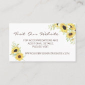 Carte De Placement Aquarelle Sunflower mariage site Web Insérer une c (Devant)