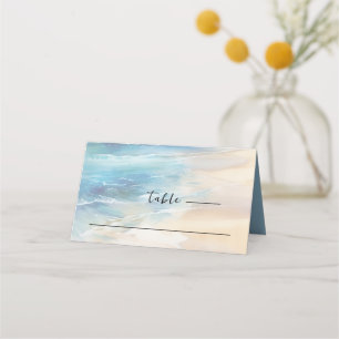 Carte De Placement Aquarelle tendance plage Ocean Christian Mariage