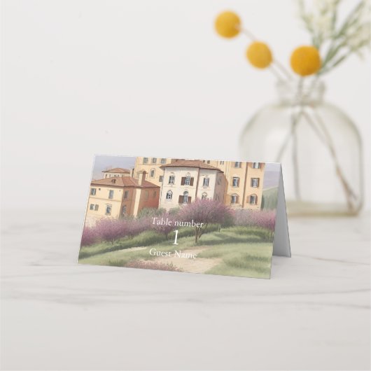 Carte De Placement Aquarelle Toscane Italie Destination Mariage (Devant)