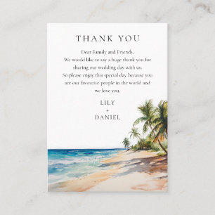 Carte De Placement Aquarelle Tropical Beach Merci de mariage