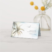 Carte De Placement Aquarelle Tropical Beach Palm Trees Mariage (Dos)