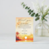 Carte De Placement Aquarelle Tropical Beach Sunset Mariage Merci (Debout devant)