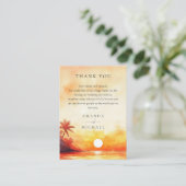 Carte De Placement Aquarelle Tropical Beach Sunset Mariage Merci (Debout devant)