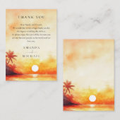 Carte De Placement Aquarelle Tropical Beach Sunset Mariage Merci (Devant / Derrière)