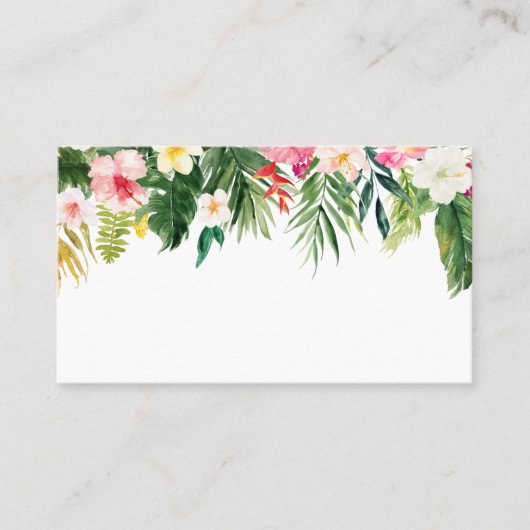 Carte De Placement Aquarelle Tropical Green and Flowers Mariage (Devant)