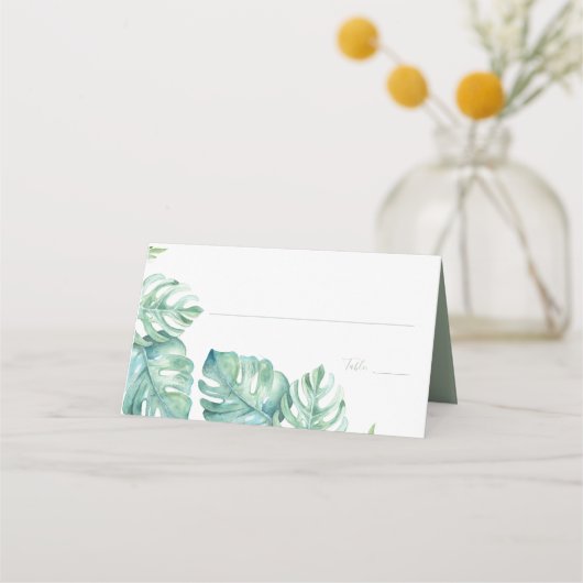 Carte De Placement Aquarelle tropicale Mariage de verdure (Devant)