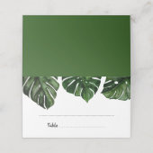 Carte De Placement Aquarelle tropicale Monstera Feuille Mariage de ve (Extérieur déplié)