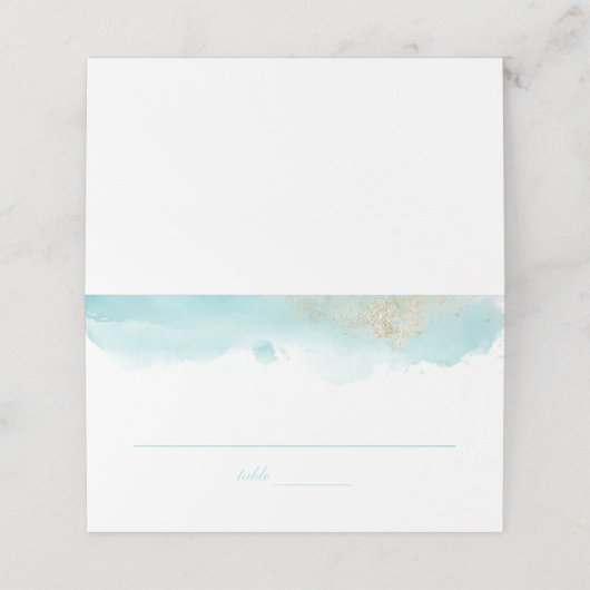 Carte De Placement Aquarelle turquoise (Extérieur déplié)