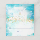 Carte De Placement Aquarelle turquoise bat mitzvah à la mode Gold Dot (Extérieur déplié)