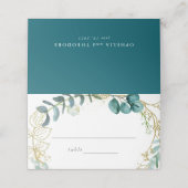 Carte De Placement Aquarelle turquoise Mariage de verdure botanique (Extérieur déplié)