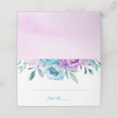 Carte De Placement Aquarelle Turquoise violet pliée (Extérieur déplié)