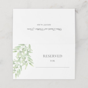 Carte De Placement Aquarelle verdure branche d'olivier. Mariage réser