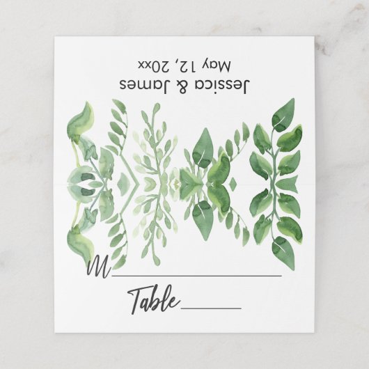 Carte De Placement Aquarelle Verdure Écriture Décontractée Typographi (Extérieur déplié)