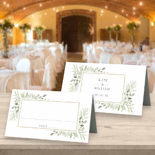 Carte De Placement Aquarelle Verdure Eucalyptus Mariage