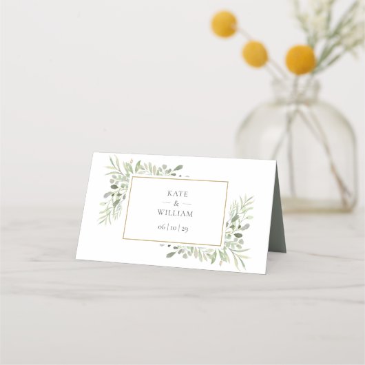 Carte De Placement Aquarelle Verdure Eucalyptus Mariage (Dos)