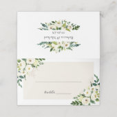 Carte De Placement Aquarelle Verdure Fleur blanche Mariage (Extérieur déplié)