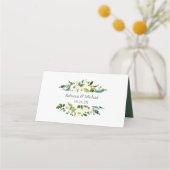 Carte De Placement Aquarelle Verdure Fleur blanche Mariage (Dos)