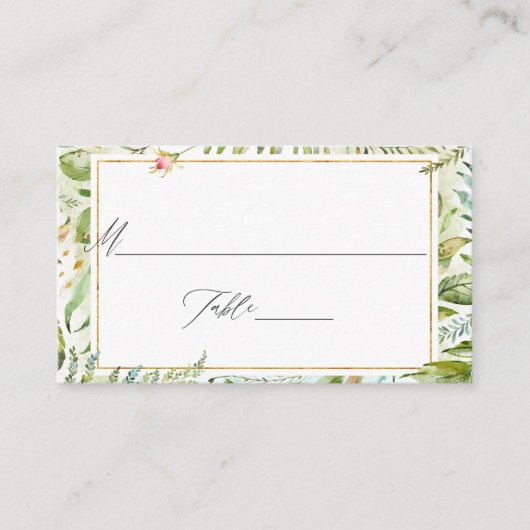 Carte De Placement Aquarelle Verdure Mariage monogramme (Devant)