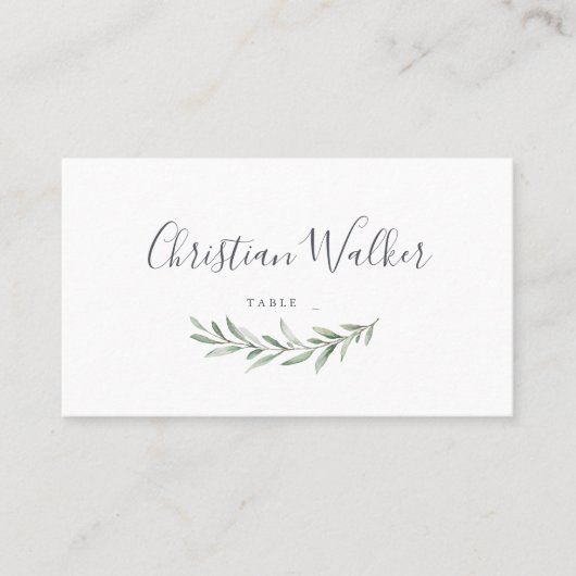 Carte De Placement Aquarelle verdure mariage rustique (Devant)
