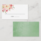 Carte De Placement Aquarelle vert clair et gris Mariage floral (Devant / Derrière)