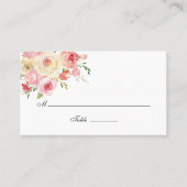 Carte De Placement Aquarelle vert clair et gris Mariage floral (Devant)