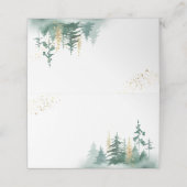 Carte De Placement Aquarelle vert or Pins de Bois Arbres (Extérieur déplié)