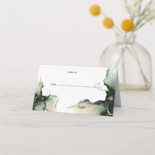 Carte De Placement Aquarelle verte Abstraite