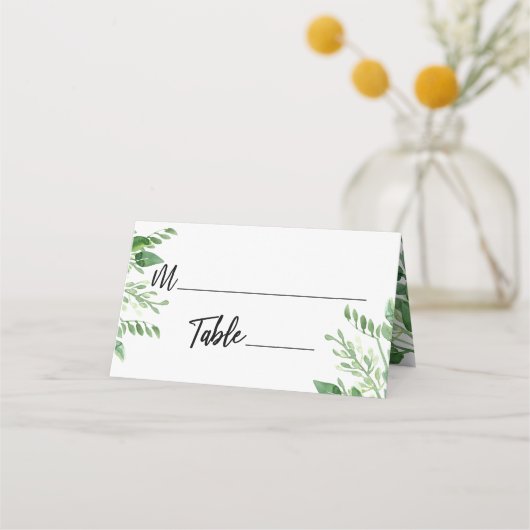 Carte De Placement Aquarelle verte, écriture manuscrite Décontractée (Devant)