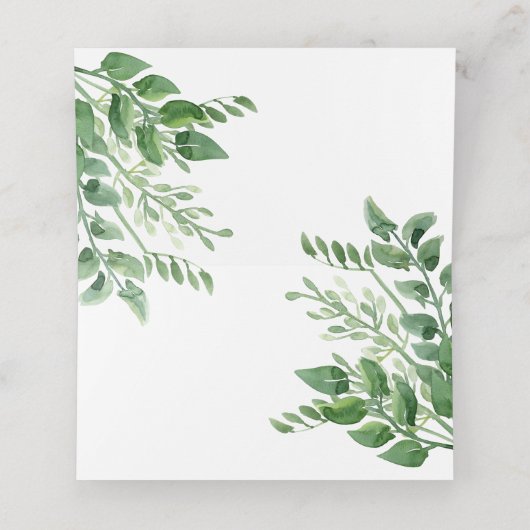 Carte De Placement Aquarelle verte, écriture manuscrite Décontractée (Intérieur déplié)
